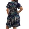 imageFloerns Womens Plus Size Wrap V Neck Short Sleeve Ruffle Hem A Line Short DressDark Blue