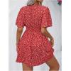 imageFloerns Womens Plus Size Wrap V Neck Short Sleeve Ruffle Hem A Line Short DressRed Foral