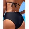 imageFloerns Womens Solid Twist Front High Cut Hollow Out Cheeky V Cut Bikini BottomsBlack