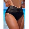 imageFloerns Womens Solid Twist Front High Cut Hollow Out Cheeky V Cut Bikini BottomsBlack