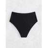 imageFloerns Womens Solid Twist Front High Cut Hollow Out Cheeky V Cut Bikini BottomsBlack