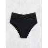 imageFloerns Womens Solid Twist Front High Cut Hollow Out Cheeky V Cut Bikini BottomsBlack