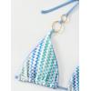 imageFloerns Womens Striped Print High Cut Halter Neck Triangle Bikini SwimsuitBlue