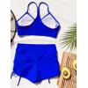 imageFloerns Womens Tie Dye Ruched Bikini Sets 2 Piece Bathing Suit High Waist Swimsuit with ShortsRoyal Blue