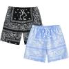 imageFloerns Boys 2 Pcs Boho Paisley Print Drawstring Waist Summer Beach Shorts with PocketsLight Blue