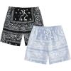 imageFloerns Boys 2 Pcs Boho Paisley Print Drawstring Waist Summer Beach Shorts with PocketsLight Grey