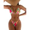 imageFloerns Womens 2 Piece Allover Print Halter Tie Back Triangle Bikini SwimsuitPink Multi