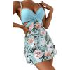 imageFloerns Womens 2 Piece Floral Print Wrap Cutout Bathing Suit Skirtini with BottomsA Blue