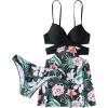 imageFloerns Womens 2 Piece Floral Print Wrap Cutout Bathing Suit Skirtini with BottomsBlack