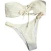 imageFloerns Womens Bathing Suit Tie Front Strapless Bandeau 2 Piece Bikini Swimsuit Beige Medium