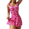 imageFloerns Womens One Piece Swimsuit Frill Trim Bathing Suit with Beach SkirtPink