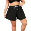 imageFloerns Womens Plus Size Swim Board Shorts with Pockets Bathing Suit ShortsBlack Drawstring