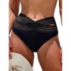 imageFloerns Womens Solid Twist Front High Cut Hollow Out Cheeky V Cut Bikini BottomsBlack