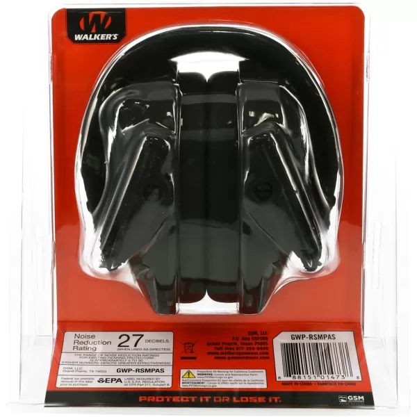 Walker's Razor Slim Passive Earmuffs Ultra Low Profile 27dB NRR Light Weight