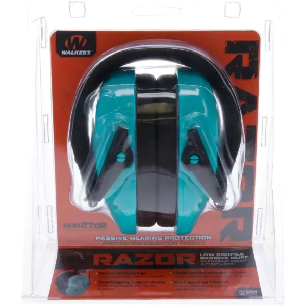 Walker's Razor Slim Passive Earmuffs Ultra Low Profile 27dB NRR Light Weight