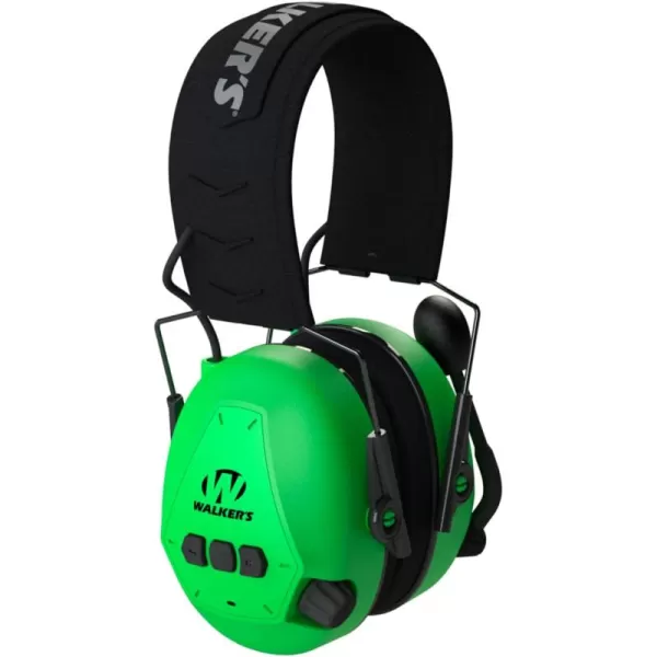 WALKER'S Bluetooth Passive Muff - Compact Lightweight 25dB NRR Hunting Shooting Passive Hearing Protection Muff w/Adjustable Boom Mic, 3 AAA Batteries Included, Hi-Viz Green