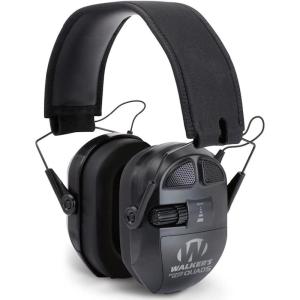 imageWALKERS Ultimate Power Muff Quads  Hearing Protection Noise Reduction 26dB NRR Hunting Gun Range Shooting Electronic Earmuffs with AFT 2 AAA Batteries Included