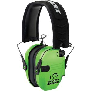 imageWalkers Razor Slim Ultra Low Profile Compact Design Adjustable Range Shooting Hunting Hearing Protection Electronic EarmuffsHi Viz Green