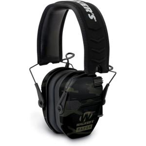 imageWalkers Razor Slim Ultra Low Profile Compact Design Adjustable Range Shooting Hunting Hearing Protection Electronic EarmuffsMulticam Camo Grey