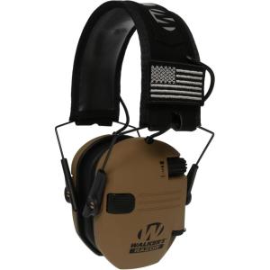 imageWalkers Razor Slim Ultra Low Profile Compact Design Adjustable Range Shooting Hunting Hearing Protection Electronic EarmuffsPatriot  Battle Brown