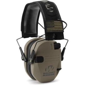 imageWalkers Razor Slim Ultra Low Profile Compact Design Adjustable Range Shooting Hunting Hearing Protection Electronic EarmuffsPatriot  Fde