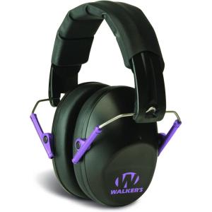 imageWalkers Unisex Adults Lightweight Foldable Hearing Protection 22 dB Noise Reduction Pro LowProfile EarmuffsBlackPurple