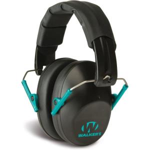 imageWalkers Unisex Adults Lightweight Foldable Hearing Protection 22 dB Noise Reduction Pro LowProfile EarmuffsBlackTeal