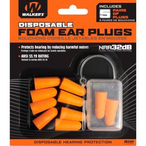 imageWalkers 32dB NRR NoiseCanceling ANSI S319 Passive Hearing Protection Range Shooting Hunting Work Soft Comfortable Adaptable Foam Earplugs  5 Pairs OrangeOrange