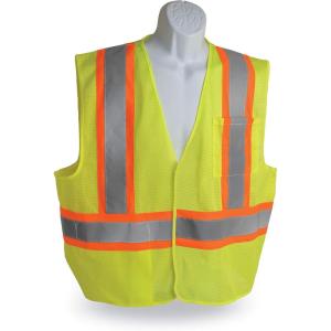 imageWalkers Dual Color Hook and Loop HighVisibility Reflective Tape Mesh ANSI Class 2 Outdoor Work Safety Vest with PocketsGreen