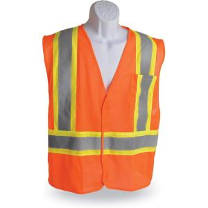 imageWalkers Dual Color Hook and Loop HighVisibility Reflective Tape Mesh ANSI Class 2 Outdoor Work Safety Vest with PocketsOrange