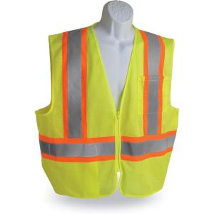 imageWalkers Safety Vest Poly Mesh Dual Color Zip  Green  LG