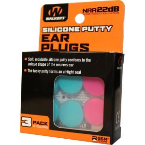 imageWalkers Silicone Putty  Soft Moldable Tacky Adaptable 20dB NRR NoiseBlocking Hearing Protection Shooting Hunting Work Earplugs 3 Pairs Storage Case Included  OrangeFlat Dark EarthTealPink