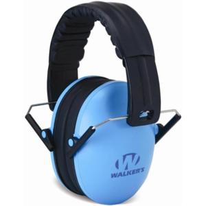 imageWalkers Youth Childrens Low Profile Padded Headband Adjustable Folding NoiseReducing Hearing Protection EarmuffsBlue