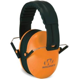 imageWalkers Youth Childrens Low Profile Padded Headband Adjustable Folding NoiseReducing Hearing Protection EarmuffsOrange
