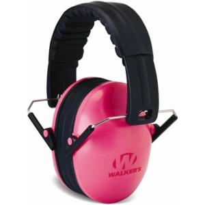 imageWalkers Youth Childrens Low Profile Padded Headband Adjustable Folding NoiseReducing Hearing Protection EarmuffsPink