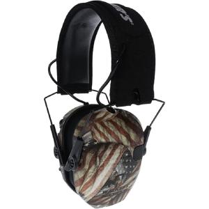 imageWalkers Razor Slim Ultra Low Profile Compact Design Adjustable Range Shooting Hunting Hearing Protection Electronic EarmuffsUs Flag