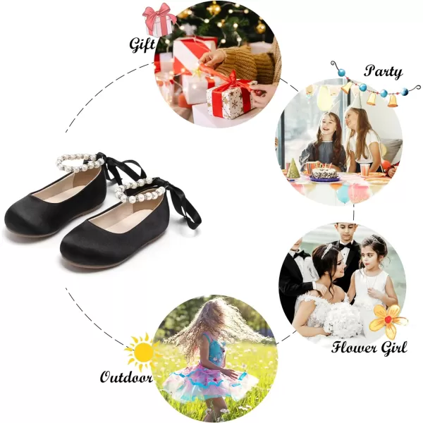 Felix &amp; Flora Girls Toddler Little Ballet Shoes - Flower Girls Mary Jane Flats Dress Shoes Party Wedding
