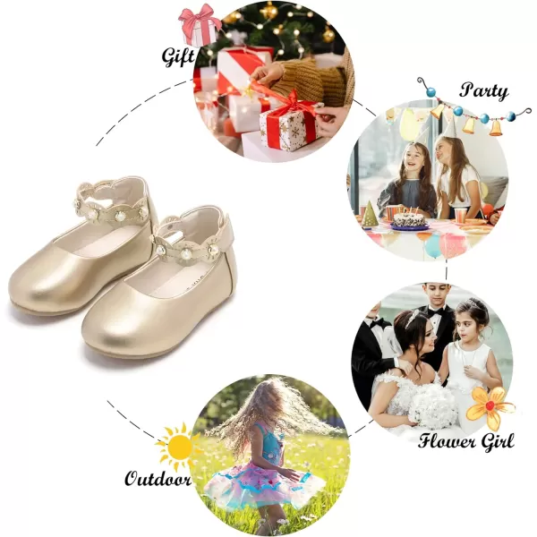 Felix &amp; Flora Girls Toddler Little Ballet Shoes - Flower Girls Mary Jane Flats Dress Shoes Party Wedding