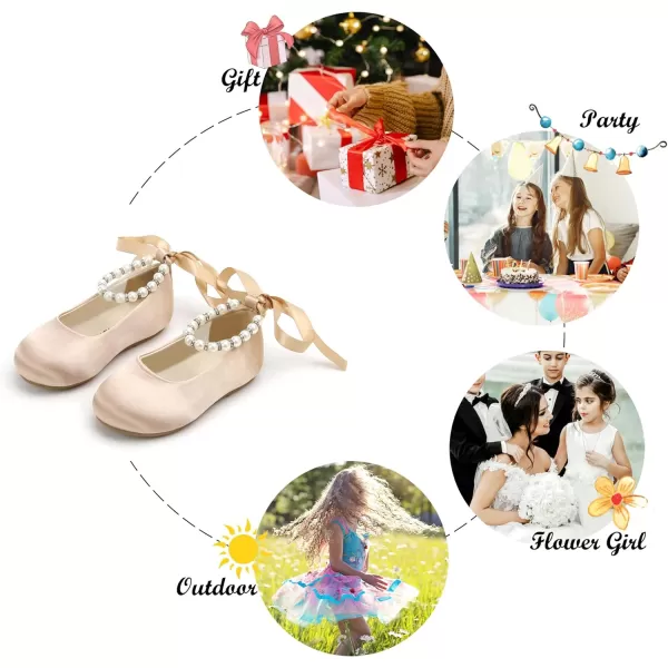 Felix &amp; Flora Girls Toddler Little Ballet Shoes - Flower Girls Mary Jane Flats Dress Shoes Party Wedding