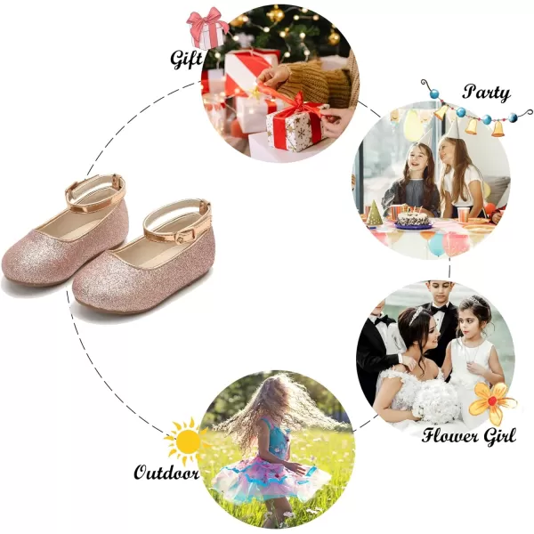 Felix &amp; Flora Girls Toddler Little Ballet Shoes - Flower Girls Mary Jane Flats Dress Shoes Party Wedding
