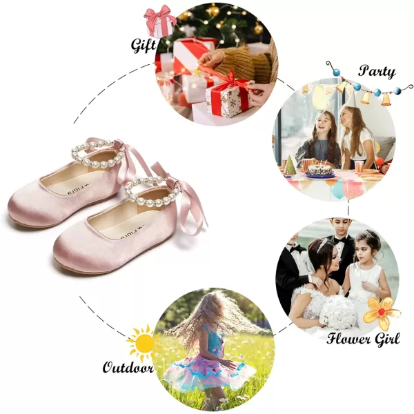 Felix &amp; Flora Girls Toddler Little Ballet Shoes - Flower Girls Mary Jane Flats Dress Shoes Party Wedding