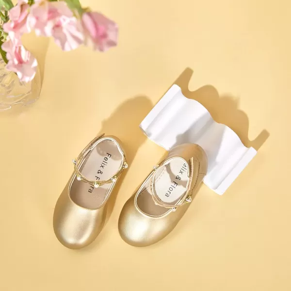 Felix &amp; Flora Girls Toddler Little Ballet Shoes - Flower Girls Mary Jane Flats Dress Shoes Party Wedding
