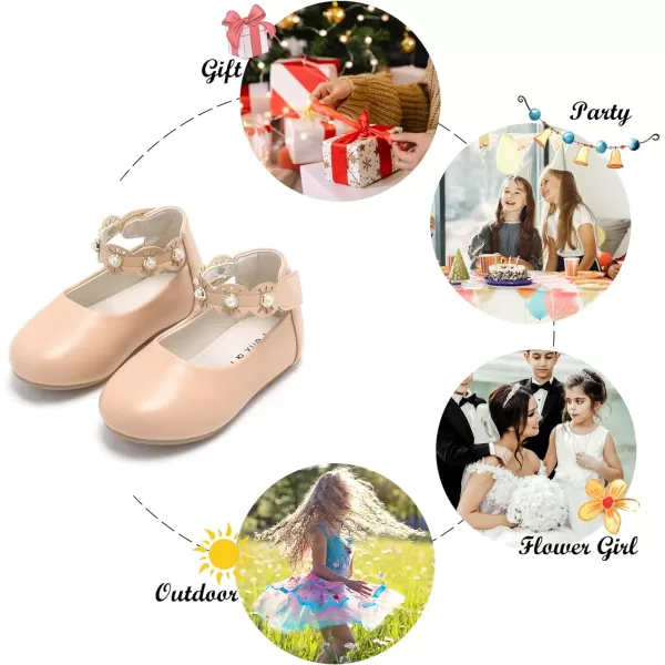 Felix &amp; Flora Girls Toddler Little Ballet Shoes - Flower Girls Mary Jane Flats Dress Shoes Party Wedding