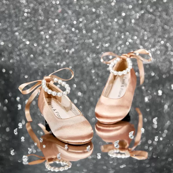 Felix &amp; Flora Girls Toddler Little Ballet Shoes - Flower Girls Mary Jane Flats Dress Shoes Party Wedding
