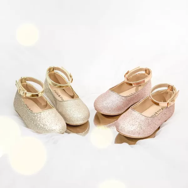 Felix &amp; Flora Girls Toddler Little Ballet Shoes - Flower Girls Mary Jane Flats Dress Shoes Party Wedding