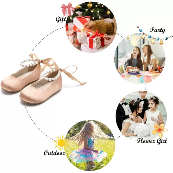 Felix &amp; Flora Girls Toddler Little Ballet Shoes - Flower Girls Mary Jane Flats Dress Shoes Party Wedding