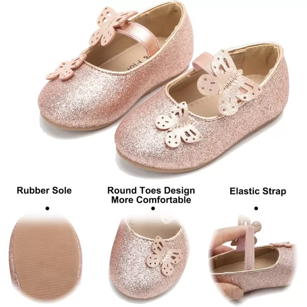 Felix &amp; Flora Girls Toddler Little Ballet Shoes - Flower Girls Mary Jane Flats Dress Shoes Party Wedding
