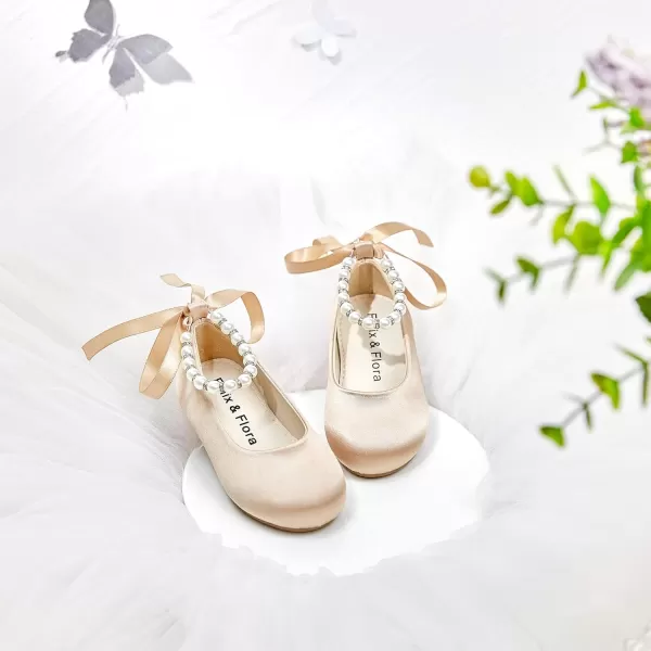 Felix &amp; Flora Girls Toddler Little Ballet Shoes - Flower Girls Mary Jane Flats Dress Shoes Party Wedding