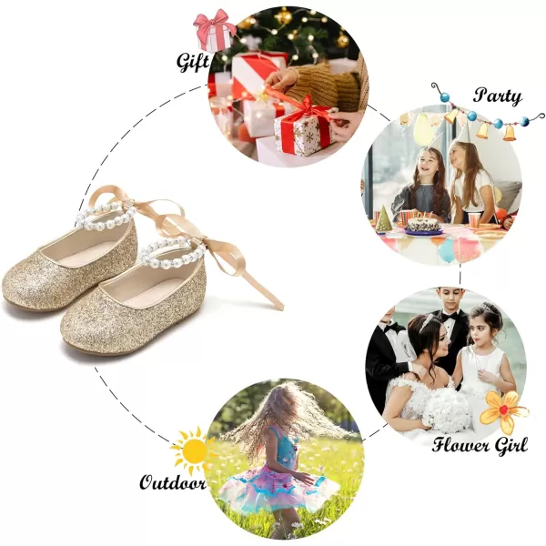 Felix &amp; Flora Girls Toddler Little Ballet Shoes - Flower Girls Mary Jane Flats Dress Shoes Party Wedding