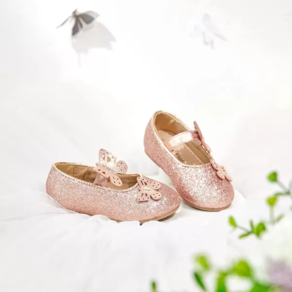 Felix &amp; Flora Girls Toddler Little Ballet Shoes - Flower Girls Mary Jane Flats Dress Shoes Party Wedding